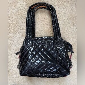 MZ Wallace Small Sutton Black Lacquer Quilted Women's Bag